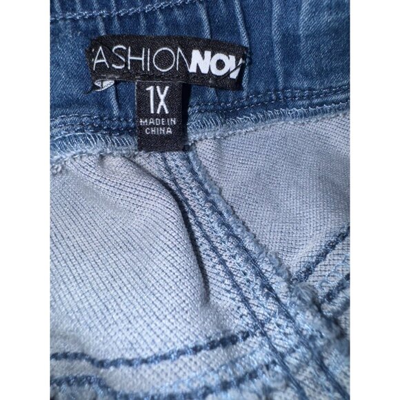 Fashion Nova Womens 1X Denim Jogger Pants Elastic Waist Stretch - Picture 3 of 6